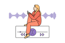 پیش‌نمایش فایل teenage-woman-listens-to-music-on-phone-while-sitting-near-equalizer-on-buttons-to-control-playlist-11506836 از پک فعالیت افراد