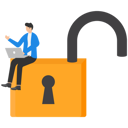 پیش‌نمایش فایل businessman-using-laptop-sitting-on-padlock-8720592 از پک مفهوم کسب و کار