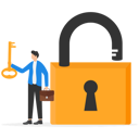 پیش‌نمایش فایل businessman-holding-golden-key-to-unlock-the-pad-8832934 از پک کسب و کار