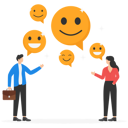 پیش‌نمایش فایل happy-businessman-and-woman-holding-smiling-face-symbol-8832933 از پک کسب و کار