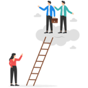 پیش‌نمایش فایل businessman-climb-up-ladders-up-the-clouds-with-no-space-left-for-woman-8842408 از پک پروژه کسب‌وکار