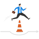 پیش‌نمایش فایل businessman-run-the-way-around-and-jump-past-traffic-pylon-roadblock-8842404 از پک پروژه کسب‌وکار