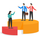 پیش‌نمایش فایل businessmen-climb-up-the-ladder-up-the-pie-chart-with-no-space-left-for-women-8842421 از پک پروژه کسب‌وکار