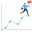 پیش‌نمایش فایل businessman-holding-success-flag-on-top-of-graph-8851385 از پک مفهوم کسب و کار