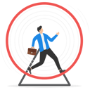 پیش‌نمایش فایل businessman-in-hurry-running-in-rat-race-wheel-8851382 از پک مفهوم کسب و کار