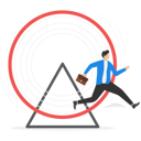پیش‌نمایش فایل businessman-running-from-opening-exit-door-from-trapped-rat-race-wheel-8851383 از پک مفهوم کسب و کار