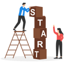 پیش‌نمایش فایل man-and-woman-put-startup-block-8851358 از پک مفهوم کسب و کار
