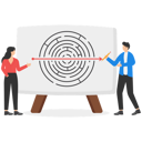 پیش‌نمایش فایل man-and-woman-solve-labyrinth-by-straight-line-arrows-8851371 از پک مفهوم کسب و کار