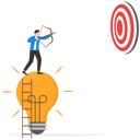 پیش‌نمایش فایل businessmen-climb-up-ladders-on-lightbulb-ideas-to-shoot-at-targets-8916499 از پک مفاهیم کسب‌وکار