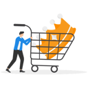 پیش‌نمایش فایل happy-businessman-running-with-cart-and-king-crown-8916492 از پک مفاهیم کسب‌وکار