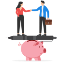 پیش‌نمایش فایل business-people-handshake-on-fountain-pen-seesaw-on-piggy-bank-8874260 از پک سرمایه گذاری کسب‌وکار