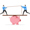پیش‌نمایش فایل business-people-play-tug-of-war-games-standing-on-scales-8874259 از پک سرمایه گذاری کسب‌وکار