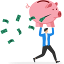 پیش‌نمایش فایل businessman-carry-big-money-bags-with-big-hole-banknotes-falling-out-8874252 از پک سرمایه گذاری کسب‌وکار