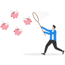 پیش‌نمایش فایل businessman-chasing-to-catch-flying-pink-piggy-bank-8874245 از پک سرمایه گذاری کسب‌وکار