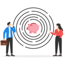 پیش‌نمایش فایل businessman-wanting-to-enter-piggy-bank-maze-8874288 از پک سرمایه گذاری کسب‌وکار