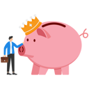 پیش‌نمایش فایل businessman-with-piggy-bank-with-gold-crown-8874267 از پک سرمایه گذاری کسب‌وکار