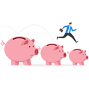 پیش‌نمایش فایل businessmen-jumping-from-big-piggy-banks-to-small-piggy-bank-8874273 از پک سرمایه گذاری کسب‌وکار