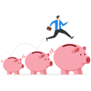 پیش‌نمایش فایل businessmen-jumping-from-small-piggy-banks-to-big-piggy-bank-8874272 از پک سرمایه گذاری کسب‌وکار
