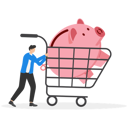 پیش‌نمایش فایل businessmen-walk-with-shopping-cart-with-big-pink-piggy-bank-8874282 از پک سرمایه گذاری کسب‌وکار