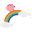 پیش‌نمایش فایل pink-piggy-bank-walking-on-colorful-rainbow-in-sky-8874250 از پک سرمایه گذاری کسب‌وکار