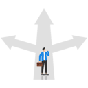 پیش‌نمایش فایل businessman-confused-standing-at-arrows-9014256 از پک کسب و کار