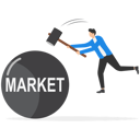 پیش‌نمایش فایل businessman-holding-hammer-to-hit-trying-to-beat-word-market-9014285 از پک کسب و کار