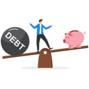 پیش‌نمایش فایل man-on-balance-scales-unbalanced-between-profit-and-deb-9014283 از پک کسب و کار