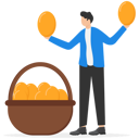 پیش‌نمایش فایل smart-businessman-holding-golden-eggs-diversify-by-putting-in-baskets-9091321 از پک مفهوم کسب و کار