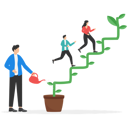 پیش‌نمایش فایل smart-businessman-watering-seedling-plant-growing-up-as-stair-to-climb-to-reach-success-9091322 از پک مفهوم کسب و کار
