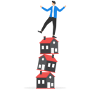 پیش‌نمایش فایل young-businessman-trying-to-balancing-houses-he-bought-9091331 از پک مفهوم کسب و کار