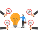 پیش‌نمایش فایل businessmen-hold-bid-signs-for-auction-9058825 از پک مفهوم کسب و کار
