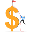 پیش‌نمایش فایل businessman-trying-hard-climbing-rope-to-reach-top-of-money-9041246 از پک کسب و کار