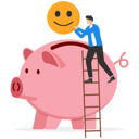 پیش‌نمایش فایل holding-golden-shiny-coin-with-happy-smiling-face-put-in-pink-piggy-bank-9041198 از پک کسب و کار