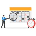 پیش‌نمایش فایل man-checking-schedule-of-work-with-magnifying-glass-9041205 از پک کسب و کار