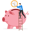 پیش‌نمایش فایل man-using-ladder-to-climb-and-holding-big-clock-or-watch-put-into-pink-saving-piggy-bank-9041197 از پک کسب و کار
