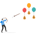 پیش‌نمایش فایل businessman-trying-to-shoot-the-balloon-with-money-9176662 از پک کسب و کار