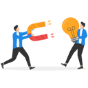 پیش‌نمایش فایل businessmen-holding-a-big-magnet-attract-giant-bulb-9176666 از پک کسب و کار