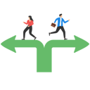 پیش‌نمایش فایل businessman-and-businesswoman-walking-in-opposite-directions-of-split-arrow-9184936 از پک کسب و کار