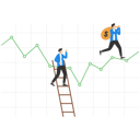 پیش‌نمایش فایل businessman-climbing-down-ladder-against-downtrend-graph-while-another-investor-carrying-money-bag-on-uptrend-graph-9184815 از پک کسب و کار