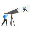 پیش‌نمایش فایل smart-businessman-look-through-telescope-see-himself-walking-to-reach-goal-9184827 از پک کسب و کار