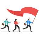 پیش‌نمایش فایل business-team-holding-flag-and-running-to-success-9296129 از پک مفهوم کسب و کار
