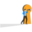 پیش‌نمایش فایل businessman-cautious-looking-out-from-through-a-large-lit-up-keyhole-9296141 از پک مفهوم کسب و کار