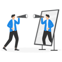 پیش‌نمایش فایل businessman-holding-telescope-and-reflecting-in-mirror-9296011 از پک مفهوم کسب و کار