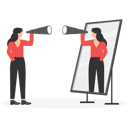 پیش‌نمایش فایل businesswoman-holding-telescope-and-reflecting-in-mirror-9296125 از پک مفهوم کسب و کار