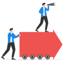 پیش‌نمایش فایل employees-push-forward-arrow-and-boss-standing-at-on-arrow-9296131 از پک مفهوم کسب و کار