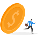 پیش‌نمایش فایل businessman-running-from-the-falling-giant-dollar-9295401 از پک مفهوم کسب و کار