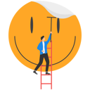 پیش‌نمایش فایل man-putting-a-giant-smile-sticker-on-the-wall-9295029 از پک مفهوم کسب و کار