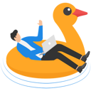 پیش‌نمایش فایل man-working-on-laptop-floating-in-the-pool-9295030 از پک مفهوم کسب و کار