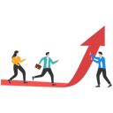 پیش‌نمایش فایل businessman-and-team-moves-up-on-red-arrow-9522320 از پک کسب و کار
