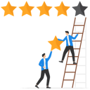 پیش‌نمایش فایل businessman-and-his-friend-holding-5th-star-climb-up-ladder-to-put-on-best-rating-9600513 از پک کسب و کار
